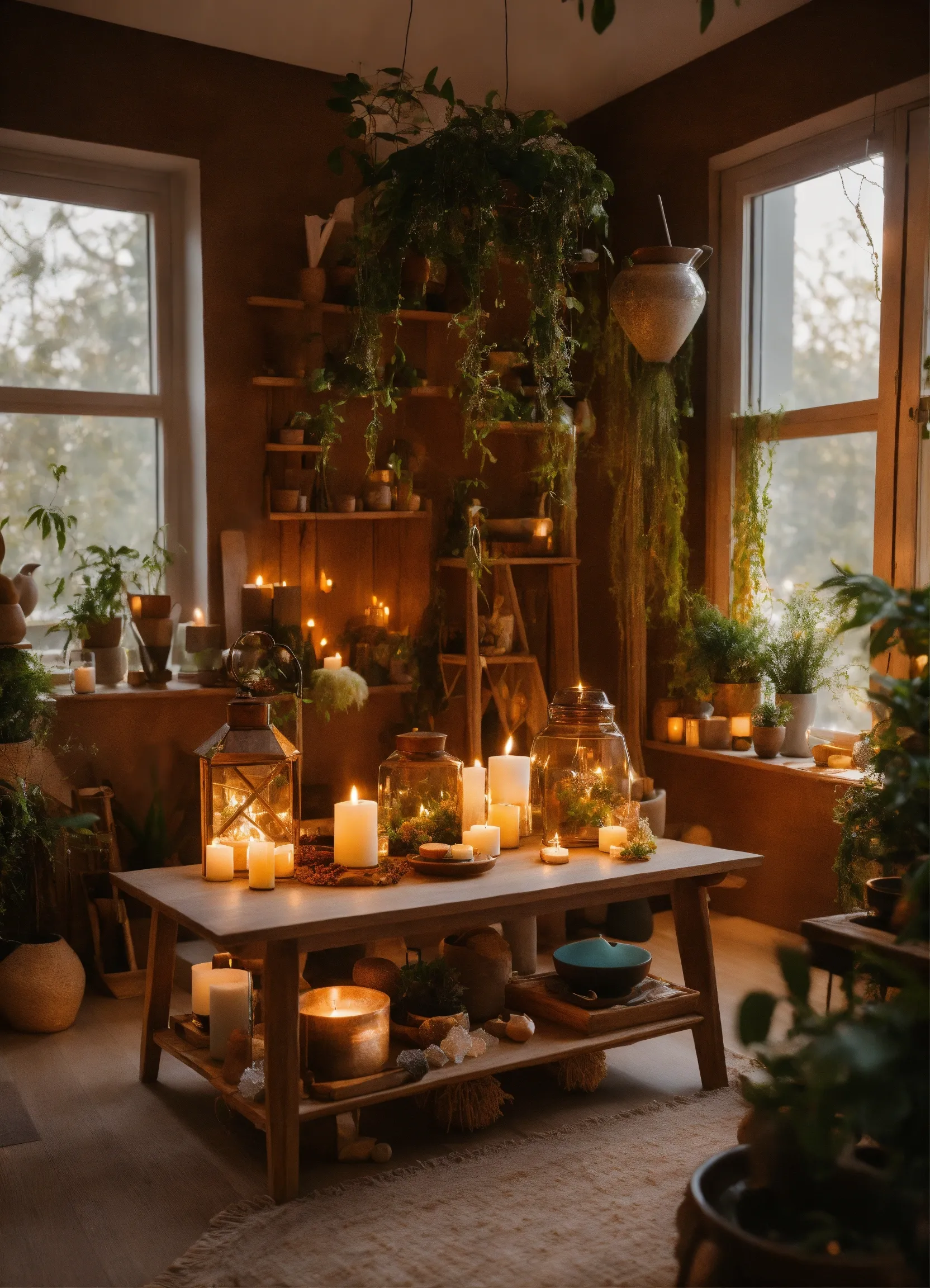 Set of organic essential oils in glass bottles